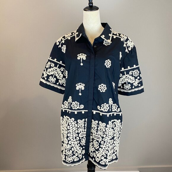 NWT Maeve Short-Sleeve Collared Mini Shirt Dress Women's Medium Petite